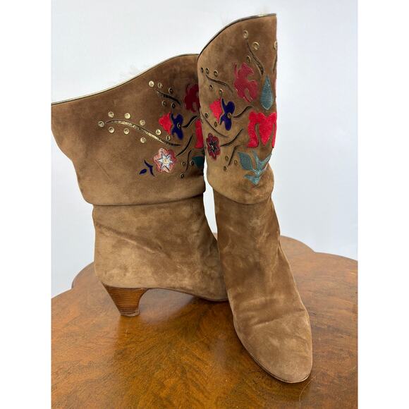 Andrea Pfister Shoes - Andrea Pfister Made in Italy Brown Suede Short Boots Faux Fur Lining Women's 9